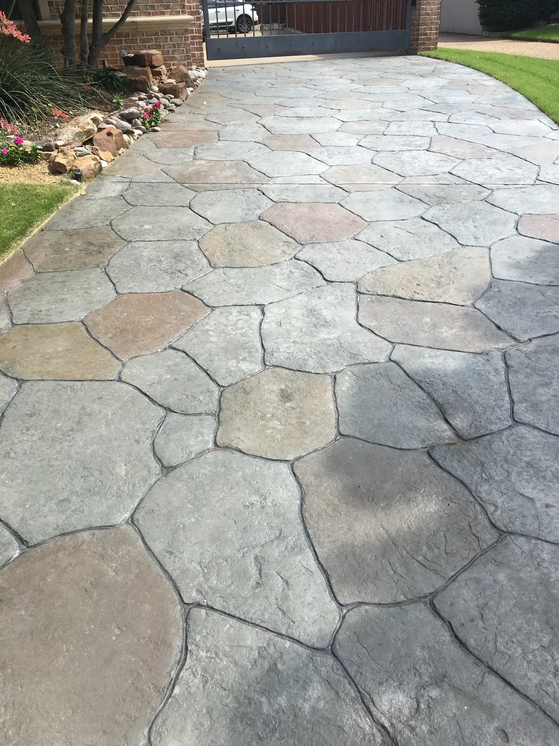 A stamped backyard transformation by Lucky’s Concrete in Gainesville